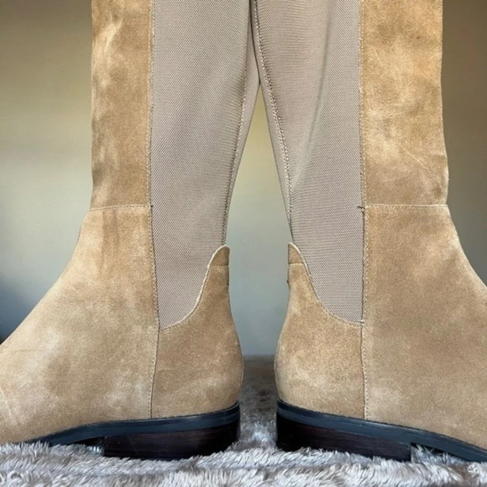 Cole Haan Isabelle Tan Suede Elastic Panel Over The Knee Riding Boots‎ Women 8.5